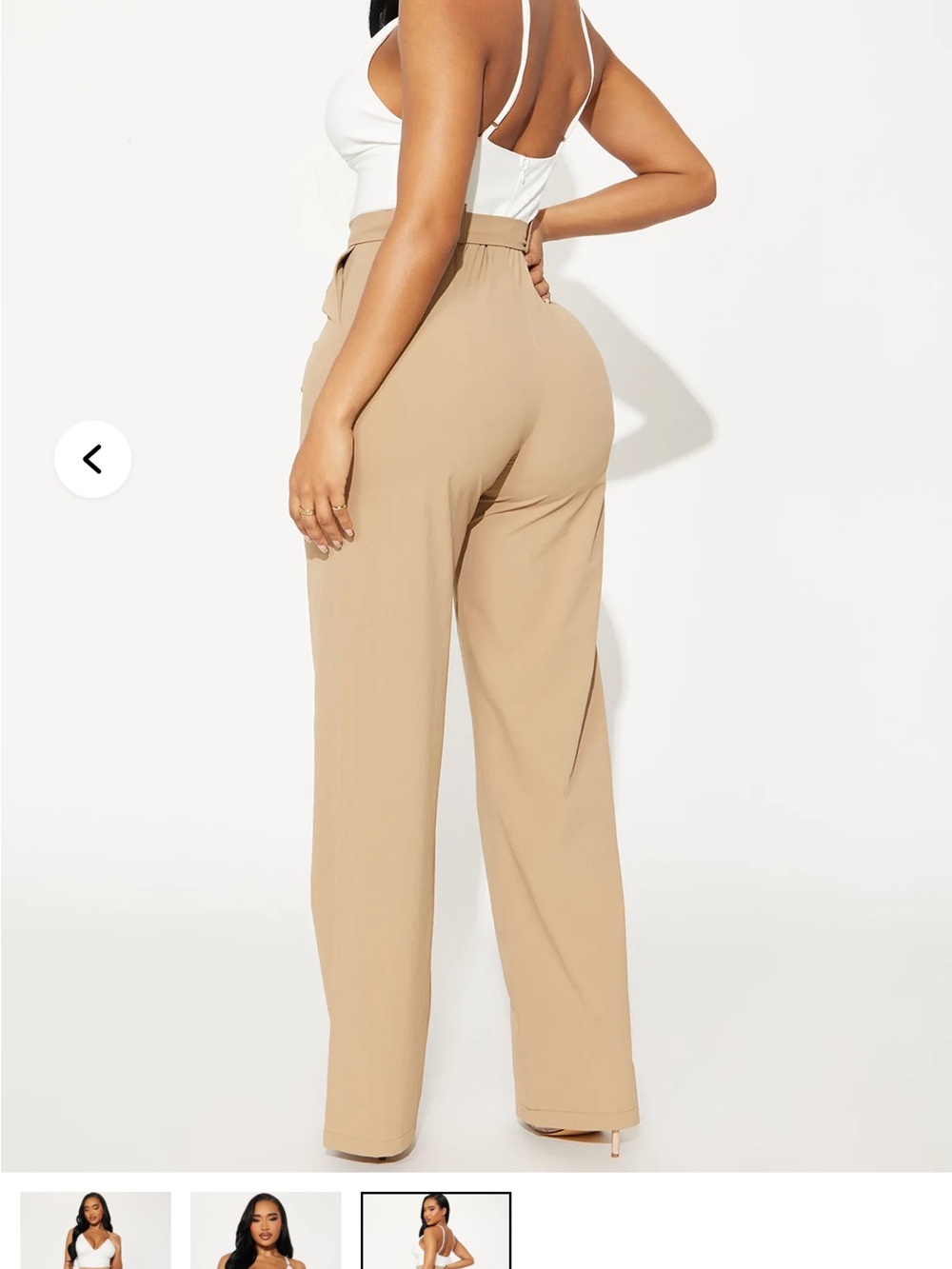 High-Waist Wide Leg Pants in Camel - Picture 3 of 6